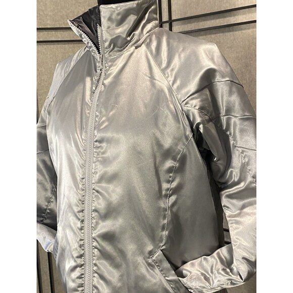 Columbia Convert Boardwear Jacket Women Large Gray Silver Zip Pockets Drawstring - Picture 2 of 15